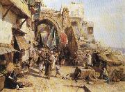 Gustav Bauernfeind Jaffa Street Scene. France oil painting artist